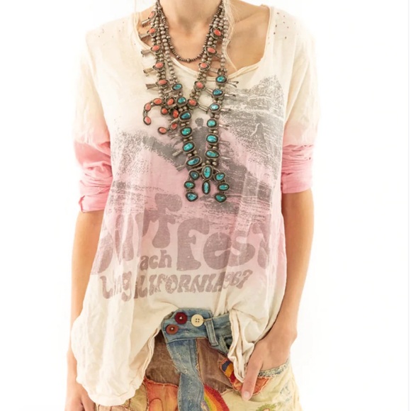 Magnolia Pearl Tops - NWT🏄Magnolia Pearl💯Cotton Surf Fest Dylan T-Shirt size Large